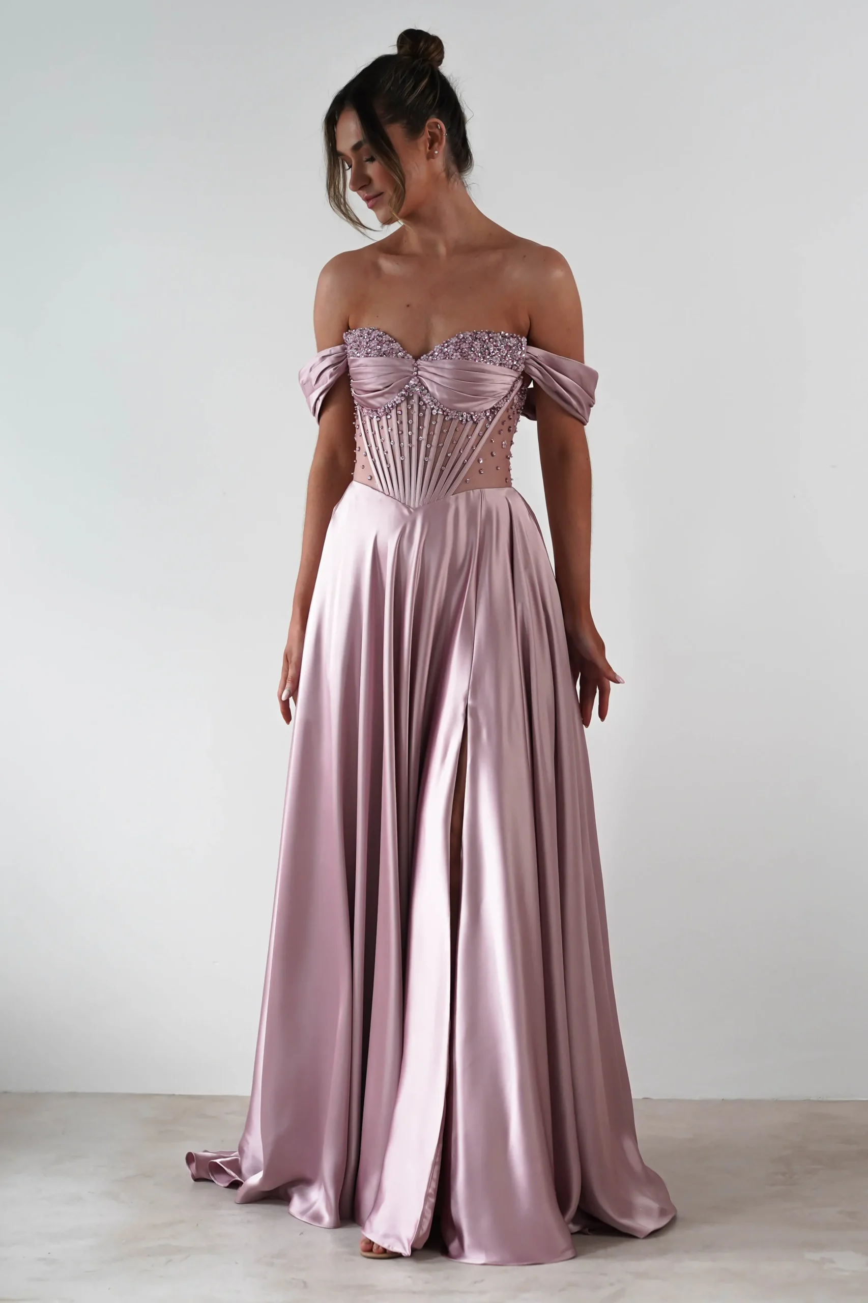 Tullie Satin A-Line Maxi Dress | Mauve
