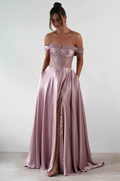 Tullie Satin A-Line Maxi Dress | Mauve