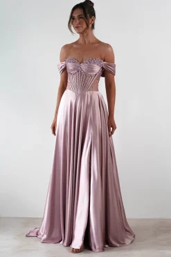 Tullie Satin A-Line Maxi Dress | Mauve