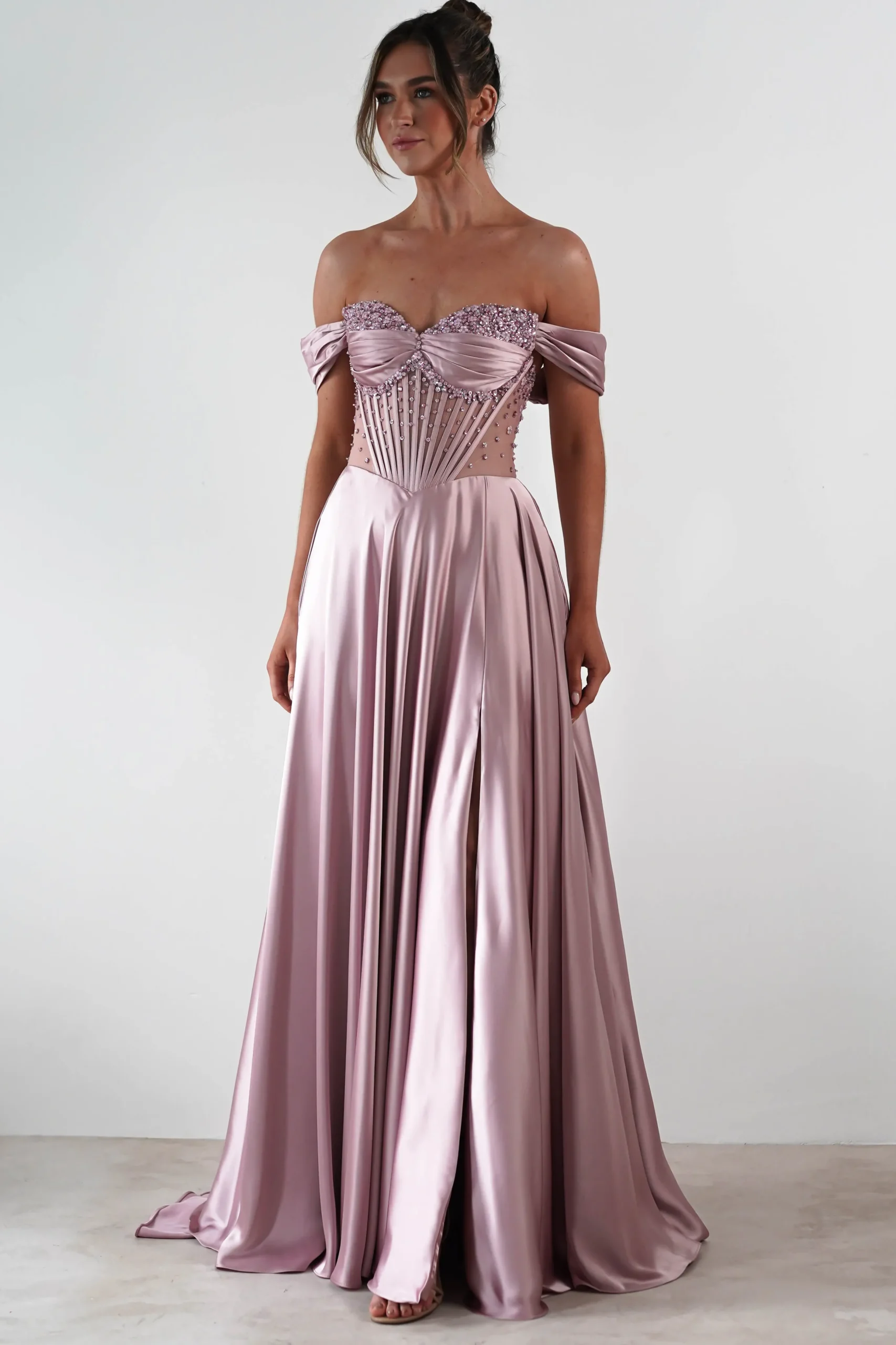 Tullie Satin A-Line Maxi Dress | Mauve