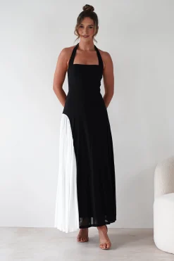 Unika Halterneck Maxi Dress | Black/White