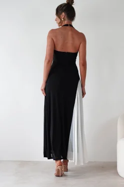 Unika Halterneck Maxi Dress | Black/White