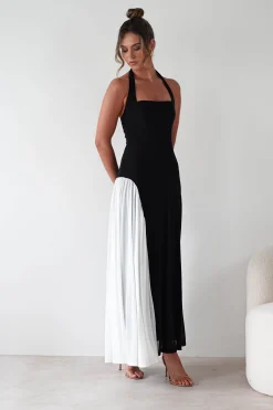 Unika Halterneck Maxi Dress | Black/White