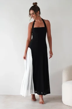 Unika Halterneck Maxi Dress | Black/White