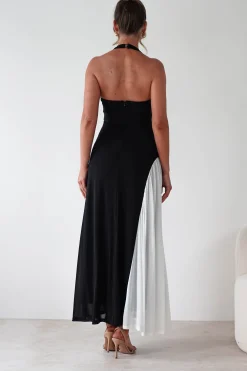 Unika Halterneck Maxi Dress | Black/White
