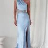 Valentina Soft Satin Maxi Dress | Blue