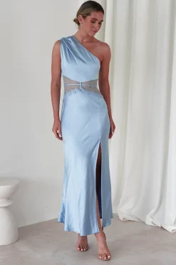 Valentina Soft Satin Maxi Dress | Blue