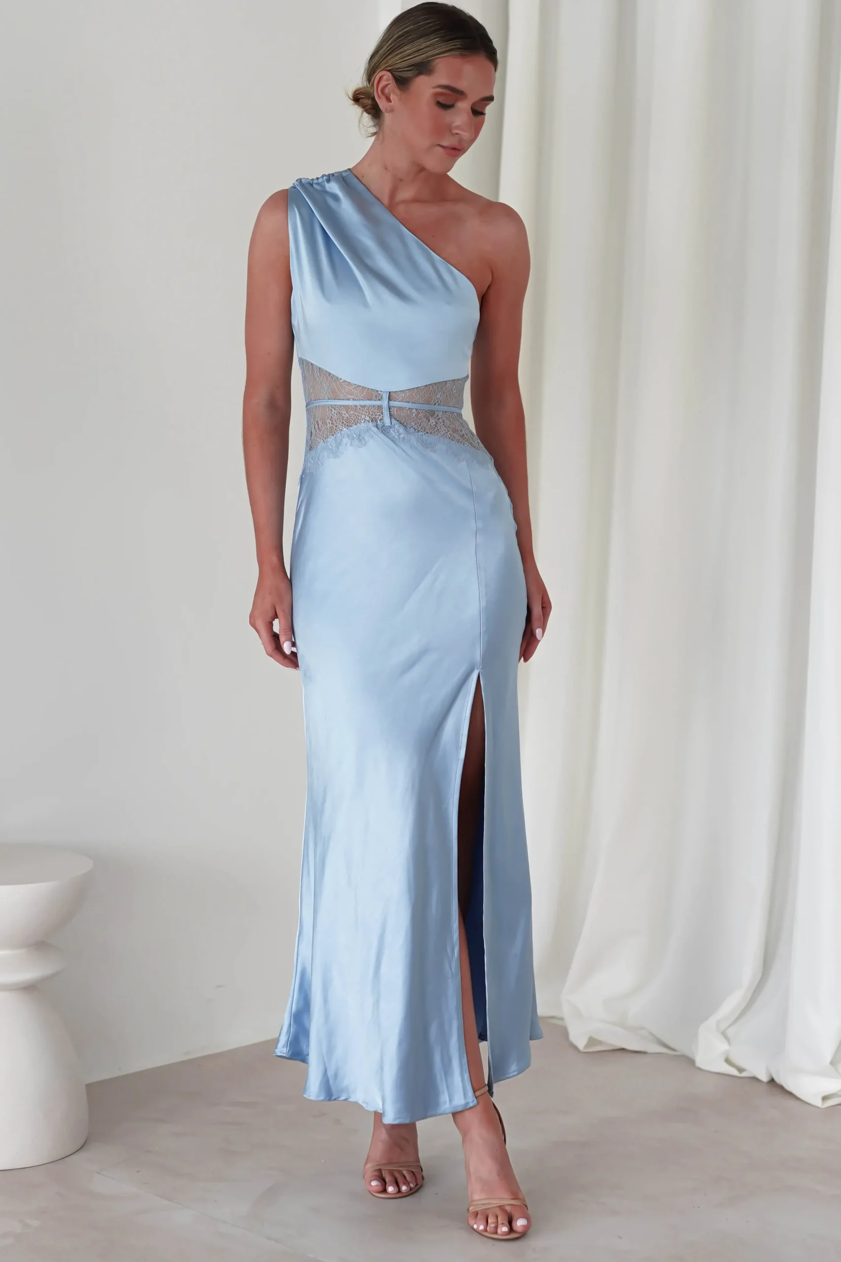 Valentina Soft Satin Maxi Dress | Blue