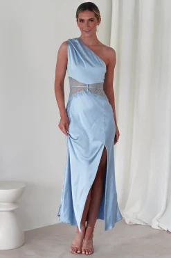 Valentina Soft Satin Maxi Dress | Blue
