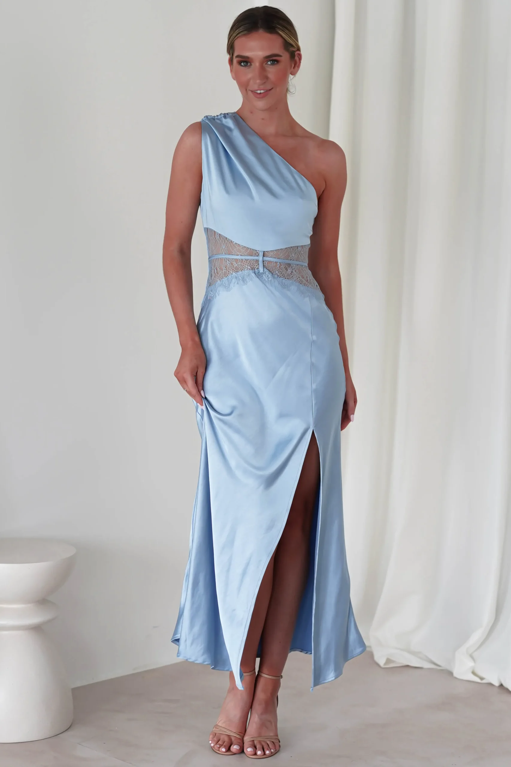 Valentina Soft Satin Maxi Dress | Blue