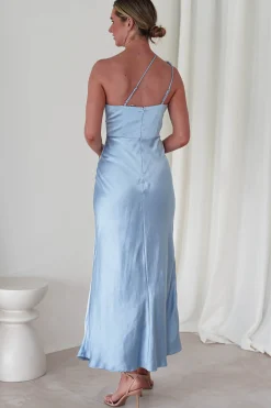 Valentina Soft Satin Maxi Dress | Blue