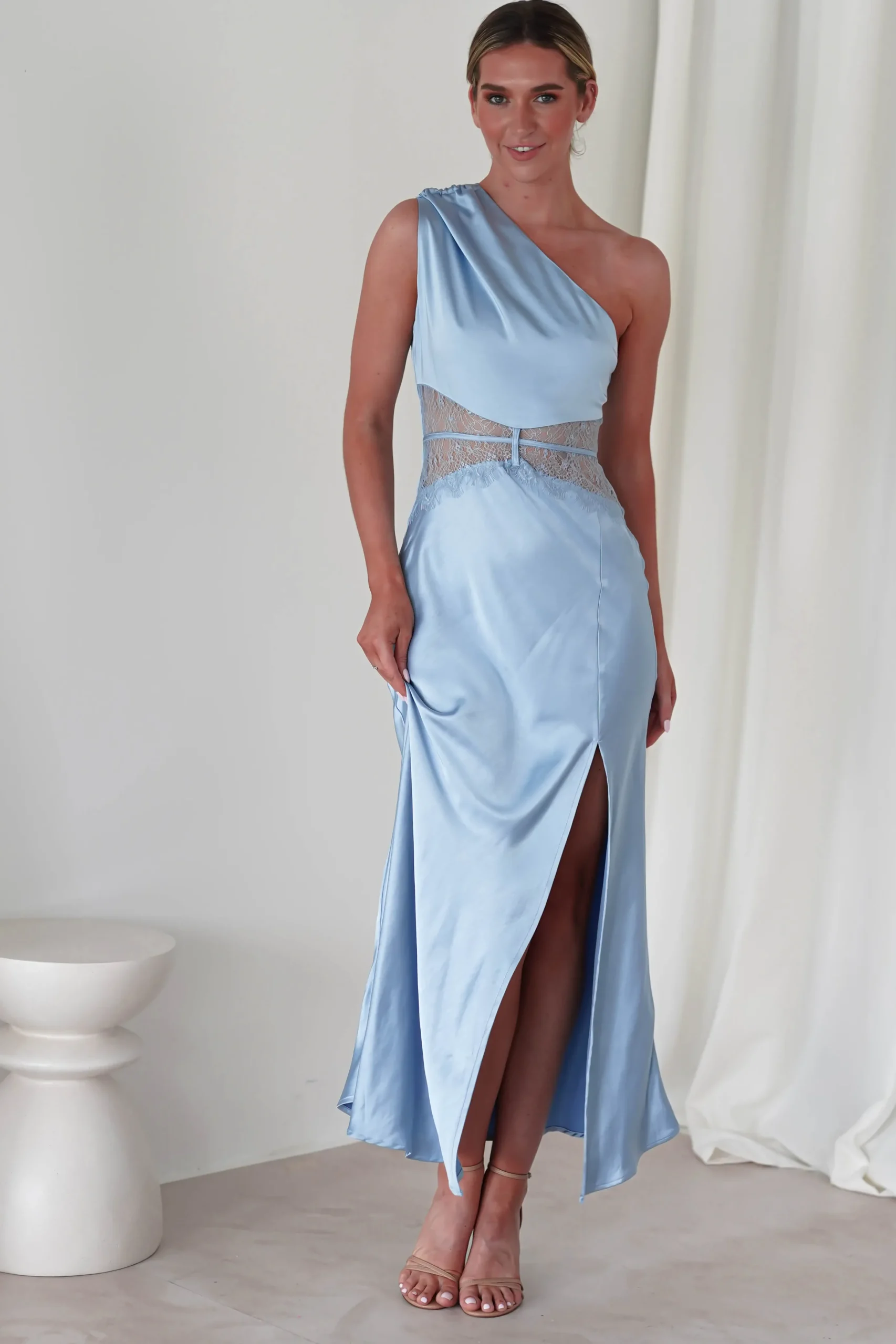 Valentina Soft Satin Maxi Dress | Blue