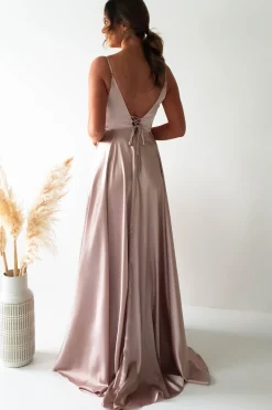 Velia Satin Maxi Gown | Champagne