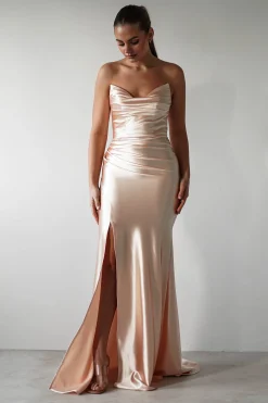 Venice Strapless Bodycon Gown | Light Gold