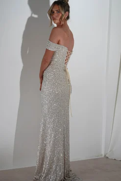 Vilma Sequin Mermaid Gown | Silver/Champange