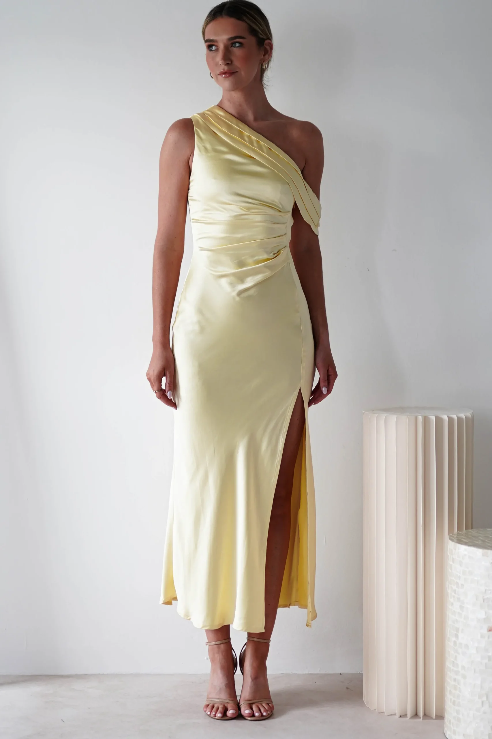 Zeila Soft Satin Maxi Dress | Yellow