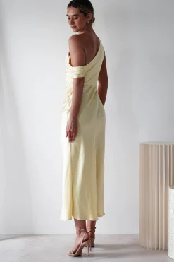 Zeila Soft Satin Maxi Dress | Yellow