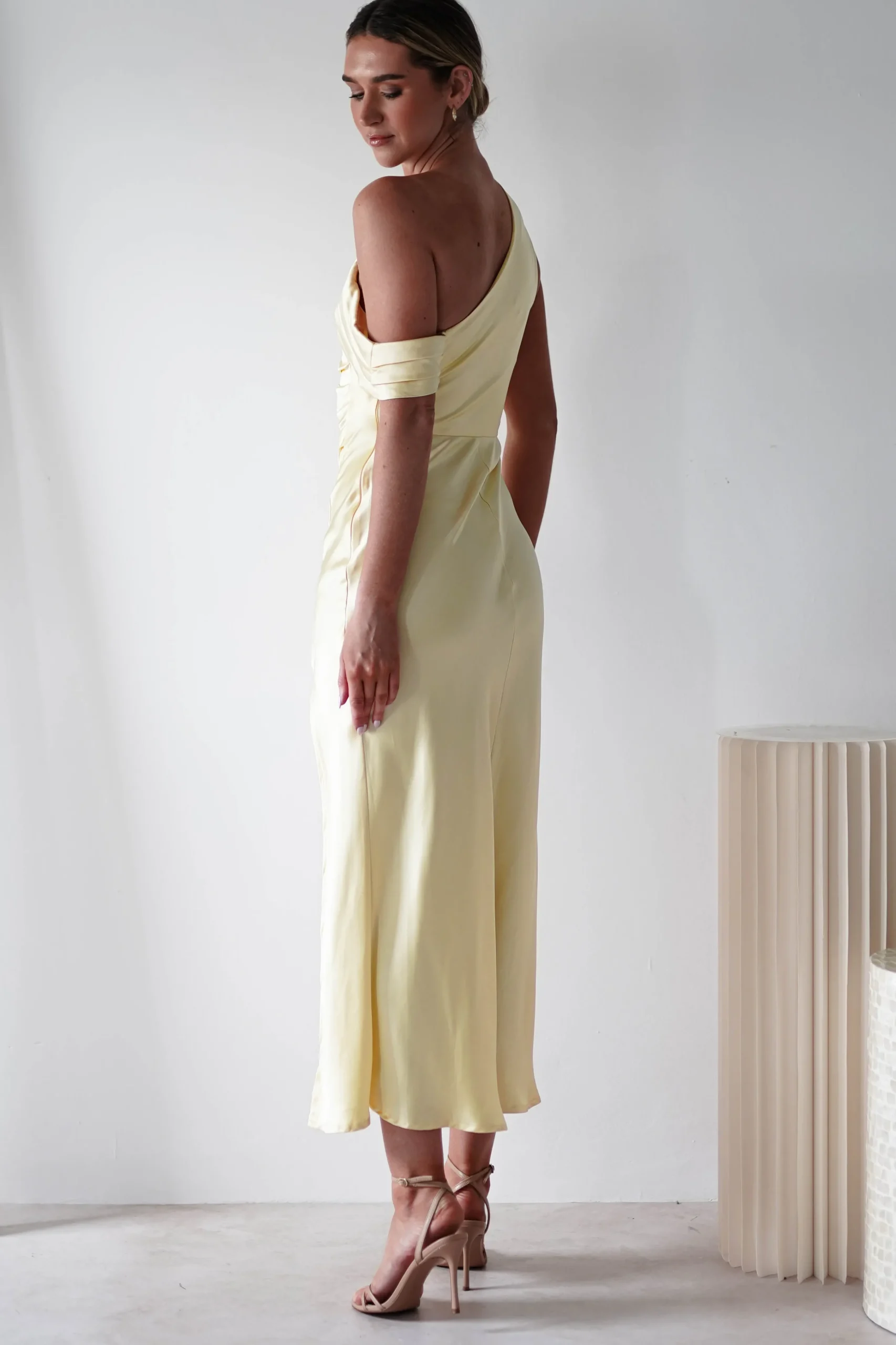 Zeila Soft Satin Maxi Dress | Yellow