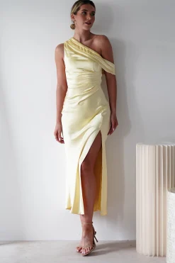 Zeila Soft Satin Maxi Dress | Yellow